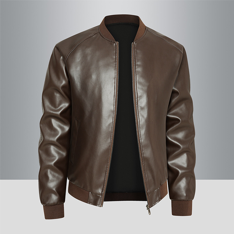Cross-Border Plus-Size Men's Leather Jacket for Autumn and Winter, Extra Large Size 150kg Loose Casual Baseball Collar Leather Jacket Cross-Border Plus-Size Men's Leather Jacket for Autumn and Winter, Extra Large Size 150kg Loose Casual Baseball Collar Leather Jacket