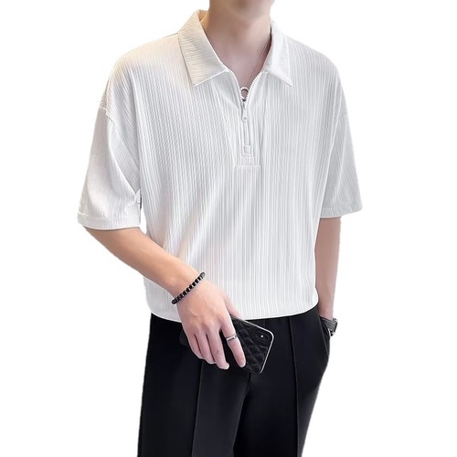 高端潮男半袖夏季新款Polo衫男潮牌短袖青年个性男士有领t恤
