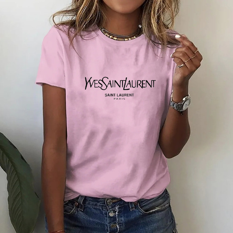 2025 New Ysl Letter Print Loose Short-Sleeved T-Shirt for Women, Round Neck Casual Trendy Brand Top, Versatile and Fashionable Style 2025 New Ysl Letter Print Loose Short-Sleeved T-Shirt for Women, Round Neck Casual Trendy Brand Top, Versatile and Fashionable Style