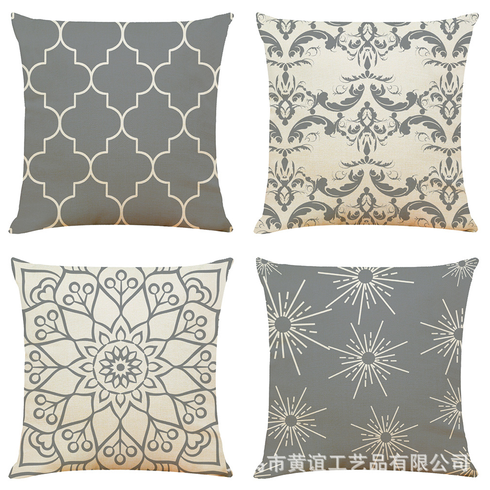 亚马逊 跨境爆款简约多色几何家居棉麻抱枕 汽车抱枕沙发抱枕靠垫