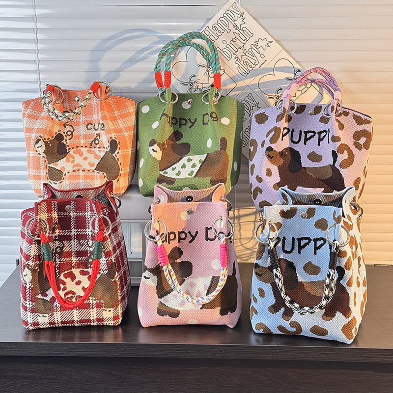 结婚节日伴手礼水桶包编织包时尚针织手拎包单肩包手拎包女度假包