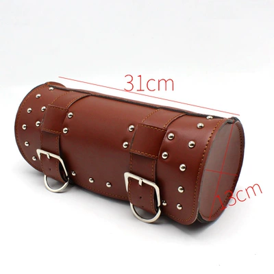 Motorcycle Front Bag Harley Motorcycle Safety Supplies - cylinder-brown-with-nail-iron-buckle-31cm-long-13cm-wide-and-13cm-high