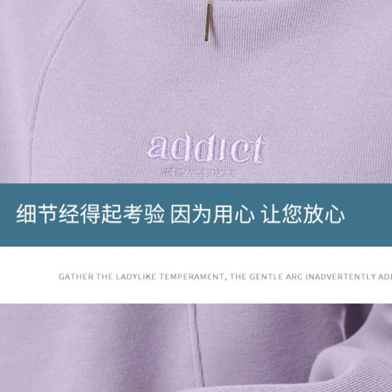 Purple women's sweatshirt, spring and autumn style, casual fashion pullover top, Korean version, loose fit, plus size women's clothing, popular new trendy item Purple women's sweatshirt, spring and autumn style, casual fashion pullover top, Korean version, loose fit, plus size women's clothing, popular new trendy item