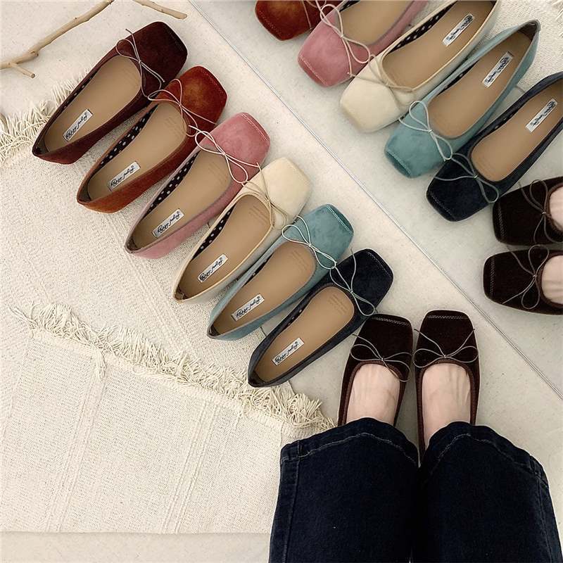 Retro Gentle Bow Scoop Shoes Flat Granny Shoes Summer Soft Sole Women's Shoes French Evening Style Ballet Shoes