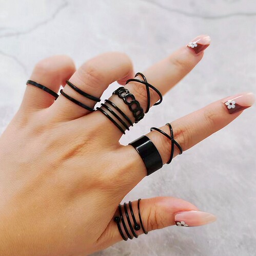 XP17 Cross-border new butterfly ring open multi-joint ring set 22-piece set love ring female design