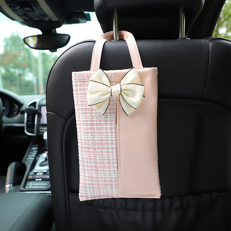Car Tissue Box Light Luxury Fragrance Seat Back-Mounted Tissue Bag Fashion Goddess Car Tissue Storage Box
