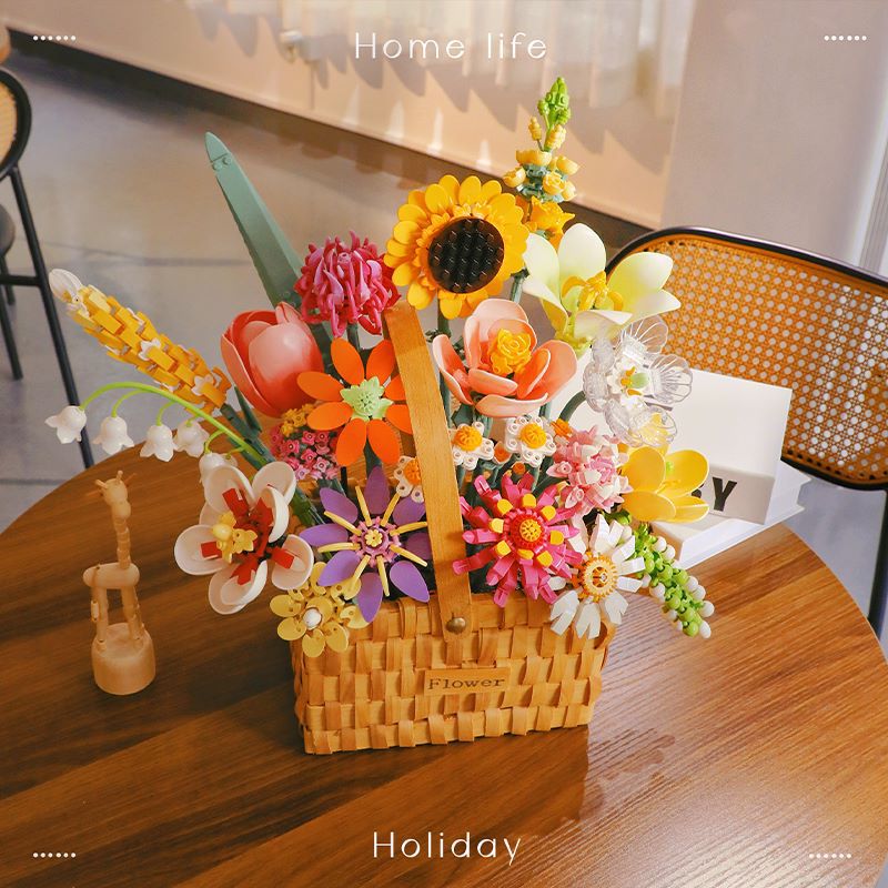 Feimi Immortal Flower Building Blocks Flower Basket Assembly Toys for Girlfriend and Boyfriend Birthday Holiday Anniversary Gift Wholesale