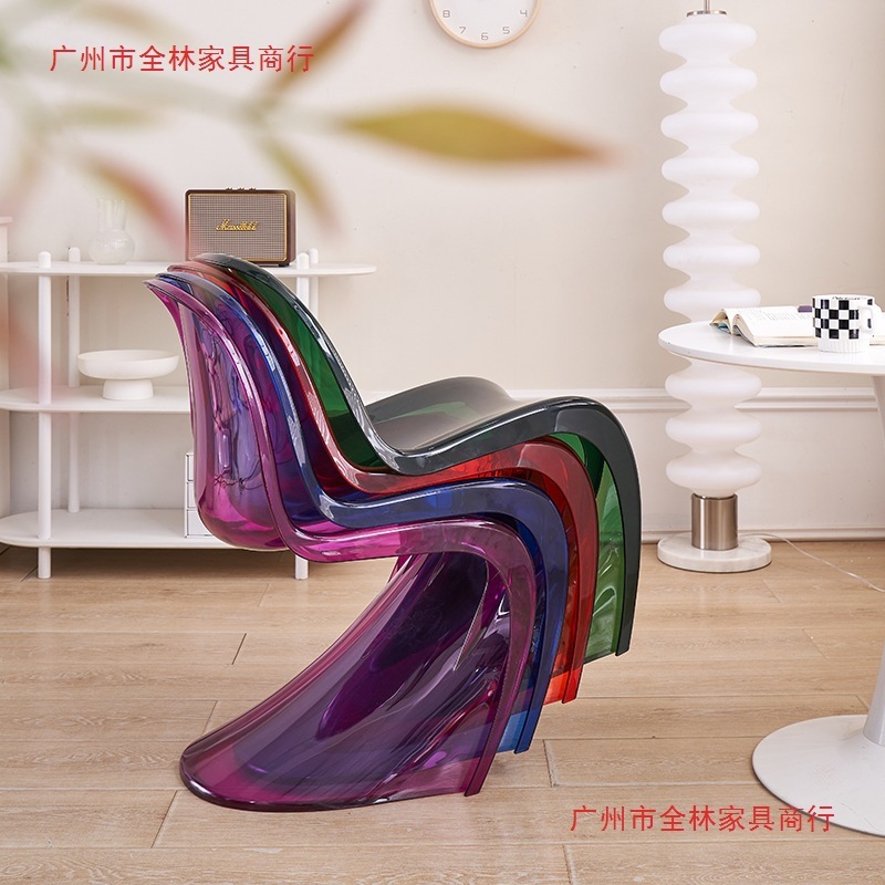 潘东椅简约现代餐椅创意设计师亚克力塑料椅子网红透明椅化妆凳子|undefined