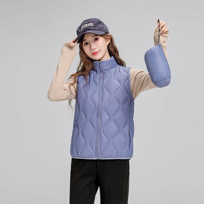 Chaqueta de plumón casual ligera de mujer moda polifacética blanca ligera caliente invierno y otoño abrigo delgado grande