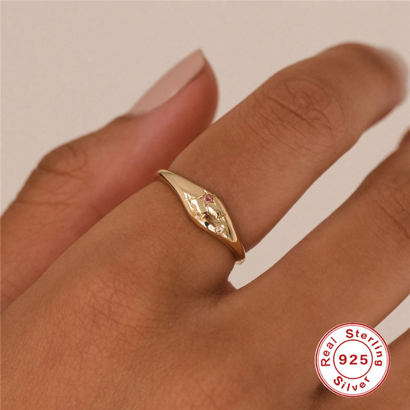 Daily Occasion 925 Sterling Silver Material Constellation Pattern 925 Sterling Silver Zircon Constellation Rings