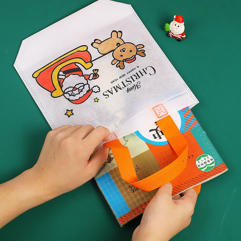 漫画クリスマス落書き手提げ袋子供手作りDIY絵画塗り不織布袋クリスマスギフトバッグ|undefined
