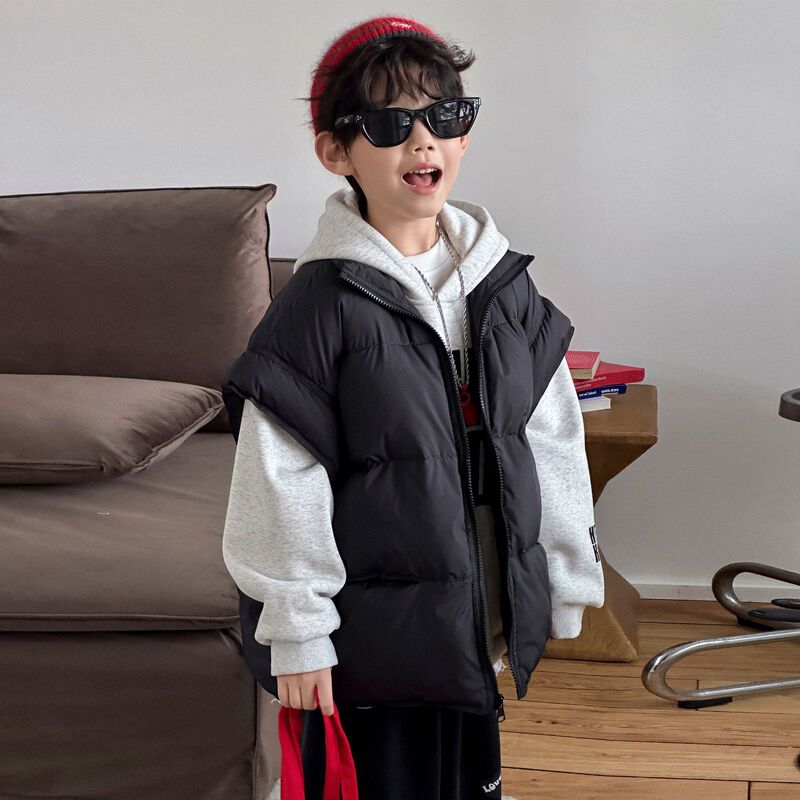 2025 Autumn and Winter New Boys' down Vest, Puffer Jacket, Loose Warm Coat for Children
