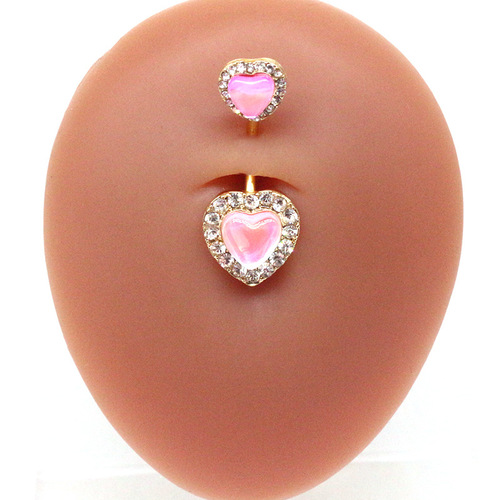 Gabby European and American cross-border heart-shaped navel ring navel ornaments navel nails stainless steel navel ring body piercing jewelry