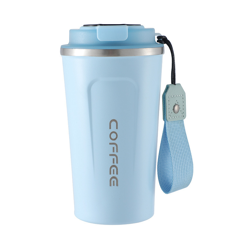 Taza de café inteligente de temperatura 304 taza de acero inoxidable portátil de cuerda de transporte de automóviles de oficina para hombres y mujeres con logotipo de impresión