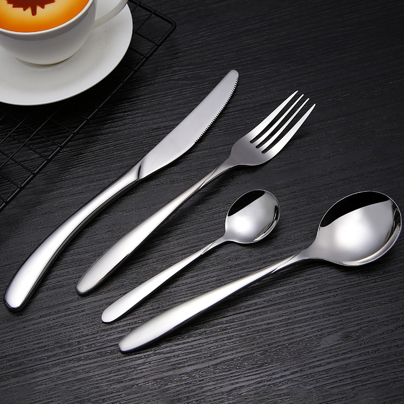 Cuchillo de carne de acero inoxidable 304, tenedor y cuchara engrosada cuchara de café cuchara de té cuchara doméstica restaurante Hotel vajilla al por mayor