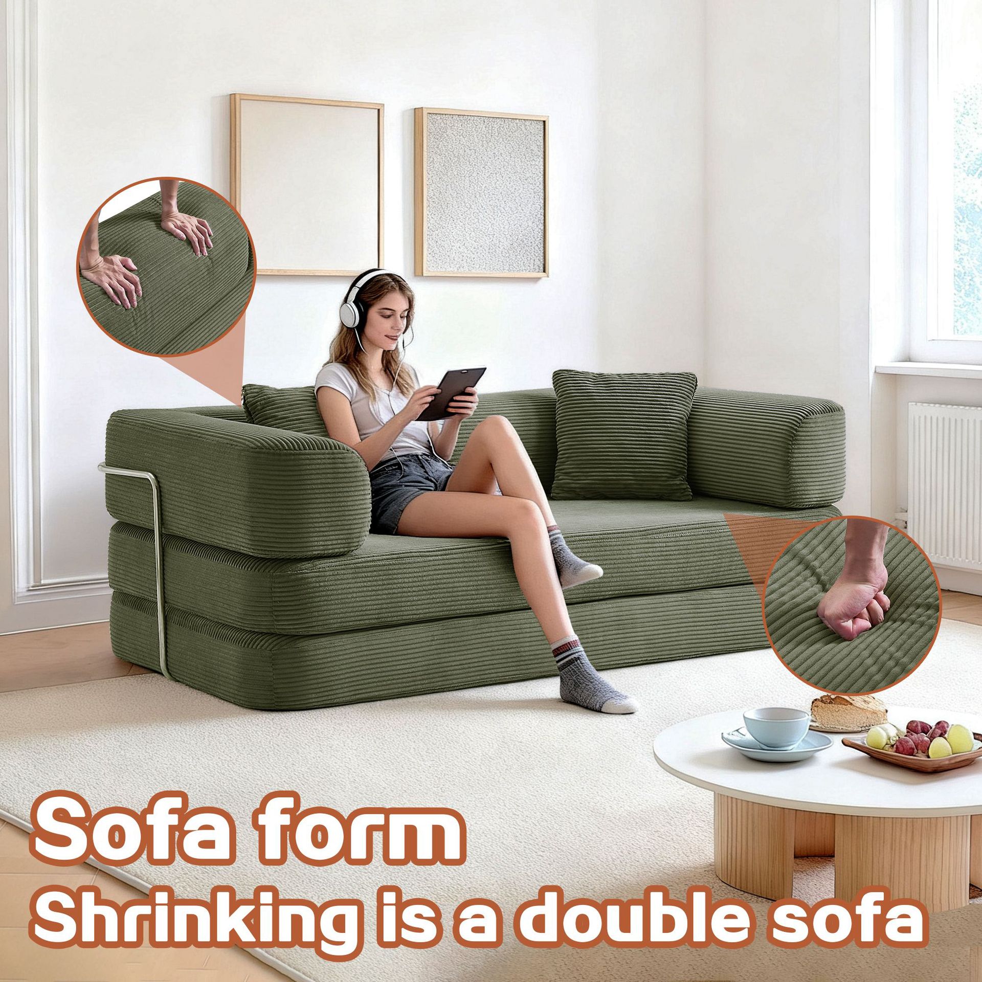 Amazon vacío sofá cama de compresión sala de estar balcón tatami simple velcro transfronterizo