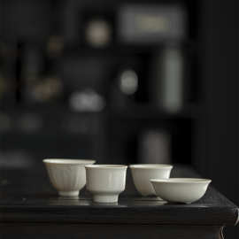 中式陶瓷茶杯 象牙白品茗杯主人杯客杯喝茶小杯子功夫茶具