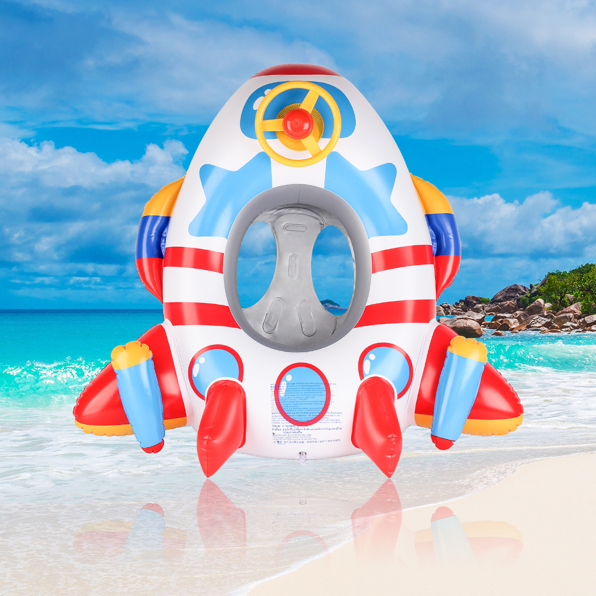 Nuevo asiento inflable para niños en forma de avión/barco, juguete acuático para exteriores con volante. image 9