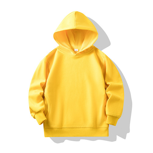 New version upgraded terry thin style hooded sweatshirt children's clothing solid color casual sports class clothing parent-child clothing printed with logo