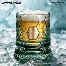 世界杯啤酒杯创意高颜值旋转足球杯玻璃杯新款玻璃水杯威士忌酒杯