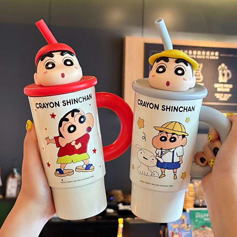 蜡笔小新水杯联名款女生高颜值可爱保温杯新款吸管冰霸杯子办公室|undefined