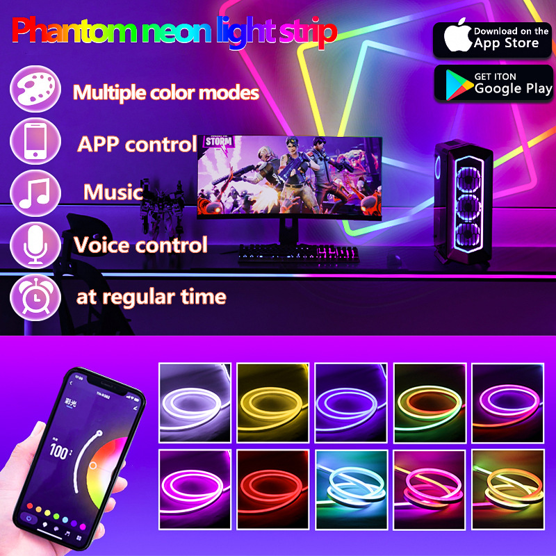 Neón colorido graffiti WiFi Bluetooth música RGB silicona flexible faro con inteligente DIY forma caballo corriendo