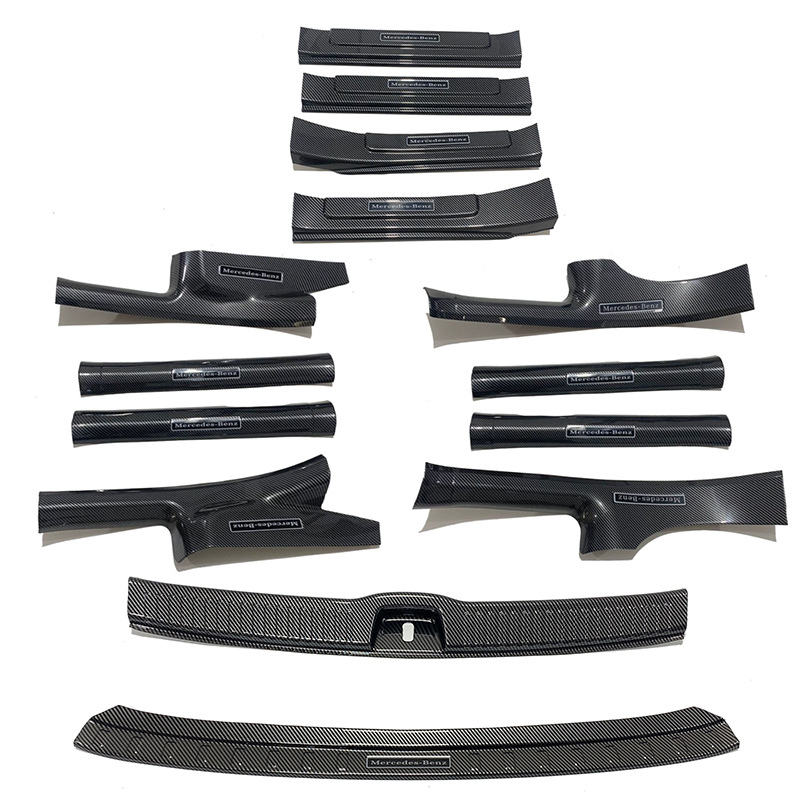 适用于23款奔驰GLC门槛条改装迎宾踏板后备箱护板尾门防护饰条贴