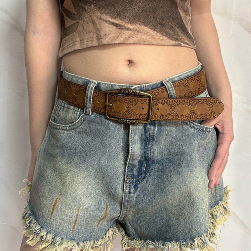 Retro brown ethnic small design belt