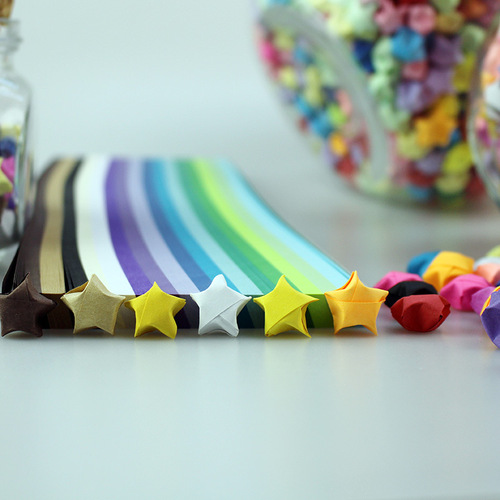 Folded finished small star colorful lucky star children's handmade origami folding wishing star birthday gift Christmas