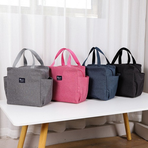 Large Capacity Aluminum Foil Thick Warm Lunch Box Cover Waterproof Meal Bag Dual Pockets Bento Bag Hand Carry Bag