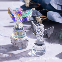 新款欧式水晶工艺品创意家具精品幻彩十字架烛台天使酒店客厅摆件