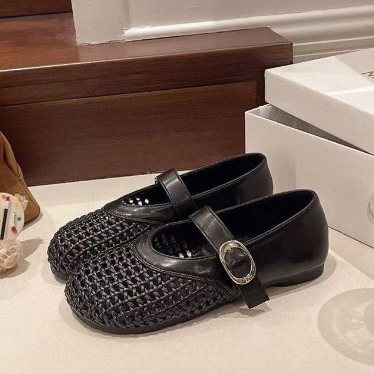 2026, zapatos de verano de banda de tejido hueco, sandalias de red de pesca, nuevos zapatos de suela blanda, Mary Jane.