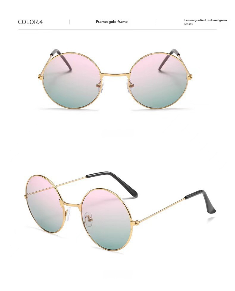 Retro Runde Metall Sonnenbrille Sonnenbrille Neue Unisex Flache Brille Farbe Marine Brille Großhandel_voghion.com