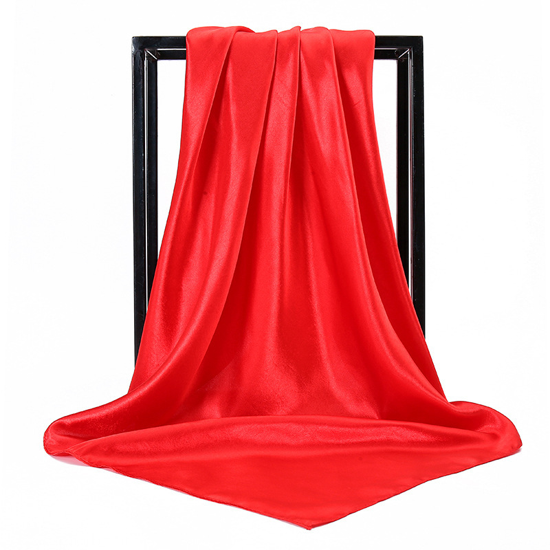 90*90 solid color scarf satin plain scarf shawl travel sun…