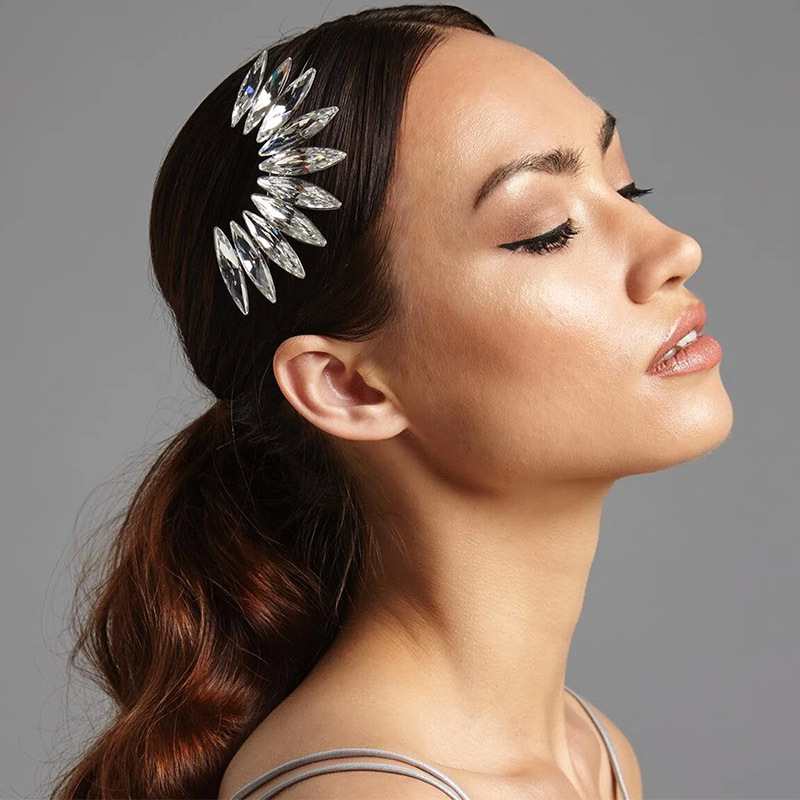 Cross-border nuevo cabello de ojo de caballo personalidad tocado de diamante de novia accesorios de combinación mujer banda de pelo