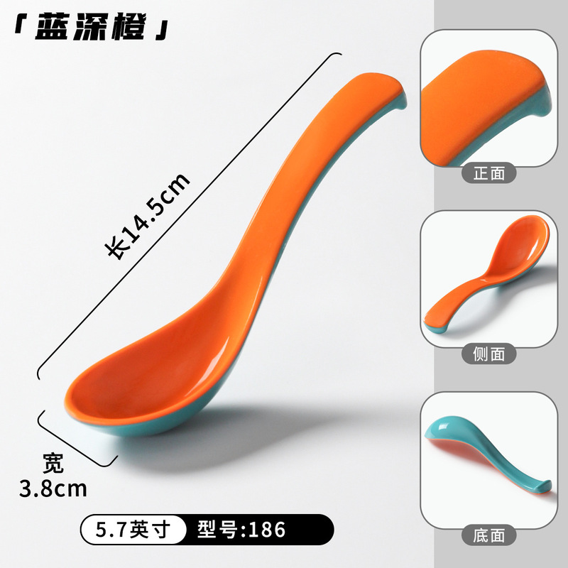 密胺餐具勺子商用餐饮塑料小汤勺仿瓷短柄匙羹调羹汤匙饭店用粥勺|undefined