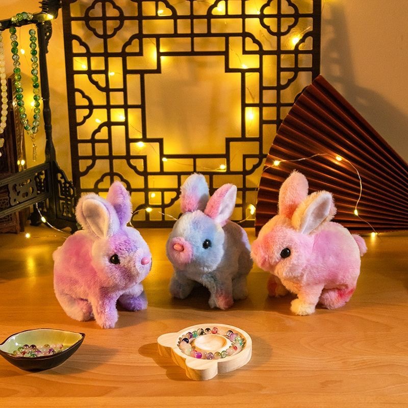 Juguete de conejo de peluche eléctrico de simulación para niños