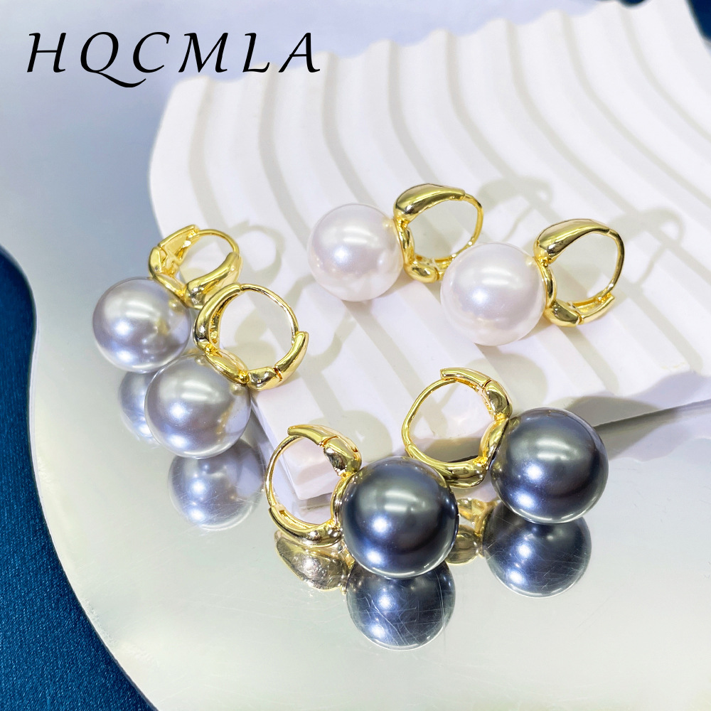 High-Grade domestic Shijia pearl ear buckle personality fashion French retro temperament earrings simple high quality earrings