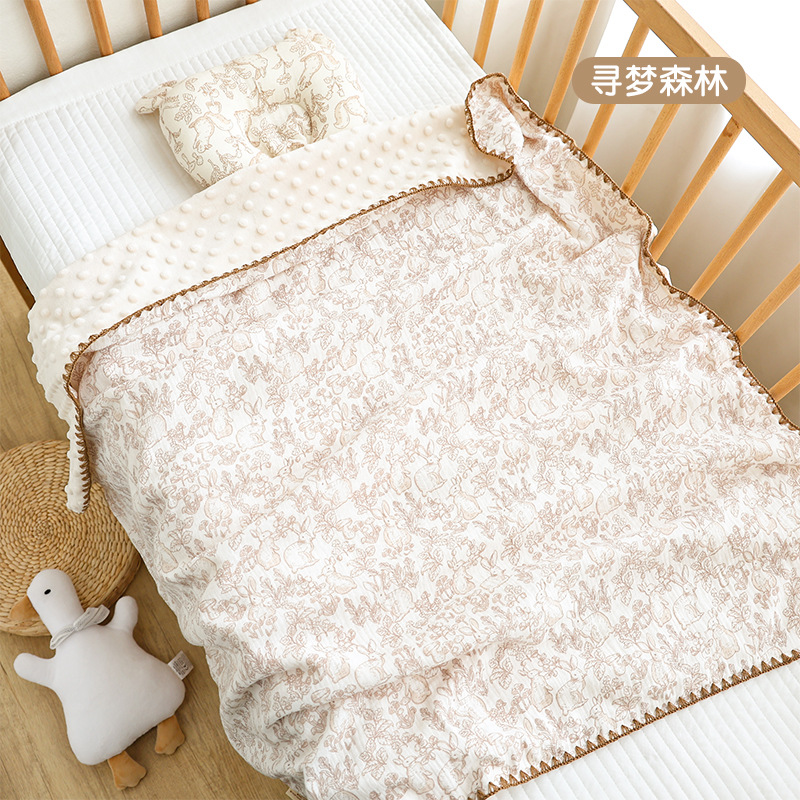 Venta al por mayor de dibujos animados Cuatro Estaciones edredón de bebé crepe manta de frijol recién nacido niños kindergarten edredón de bebé