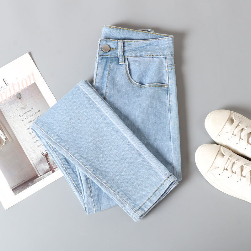 2026 Light-Colored Stretch Denim High-Waisted Women's Skinny Slim-Fit Pencil Cropped Pants for Spring and Summer 2026 Light-Colored Stretch Denim High-Waisted Women's Skinny Slim-Fit Pencil Cropped Pants for Spring and Summer