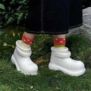 Four Seasons Universal Rain Boots Women's High Sense Fashion Outdoor Casual Waterproof Thick Bottom Rain Boots Ugly Cute Round Toe Cute Water Shoes