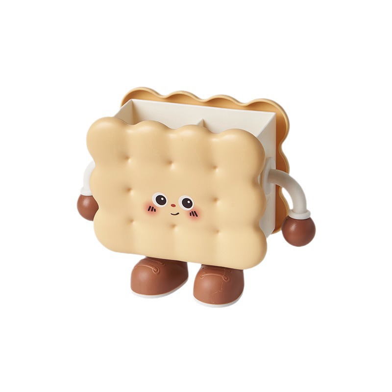 Caricatura encantadora galleta de escritorio caja de almacenamiento creativa papelería multifuncional dormitorio de estudiantes decoración de lápiz para niños