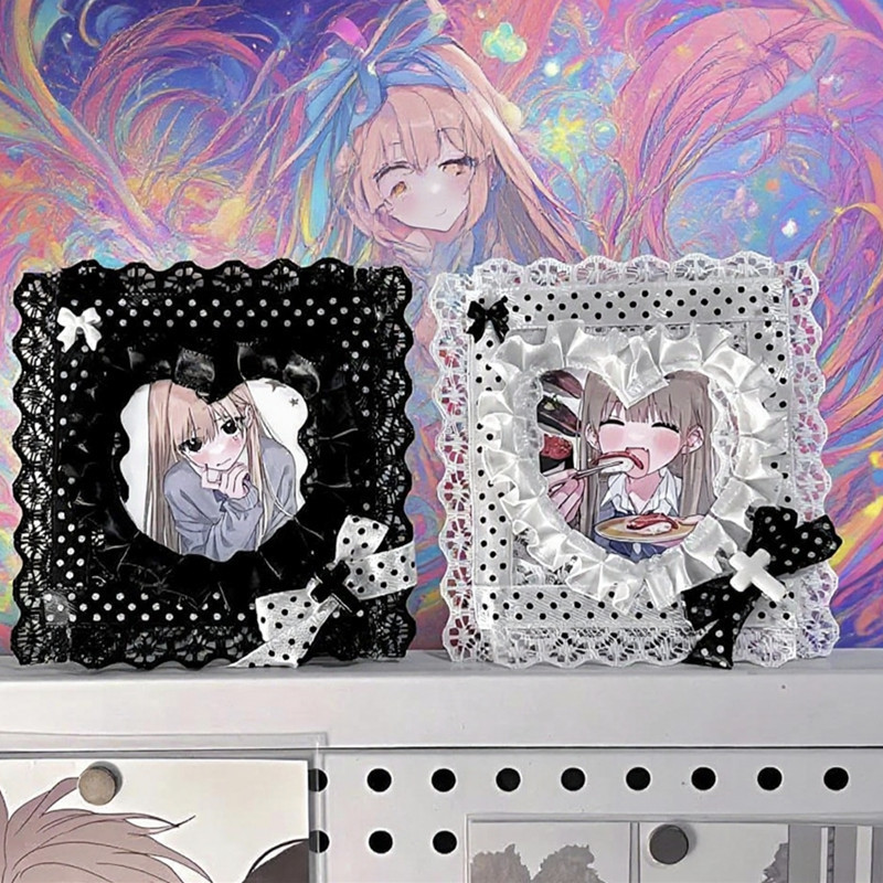 Finished Product Ins Style Star Girl Heart Lace Angel Wings Bow 3inch Small Card Photo Photo Guka Card Holder