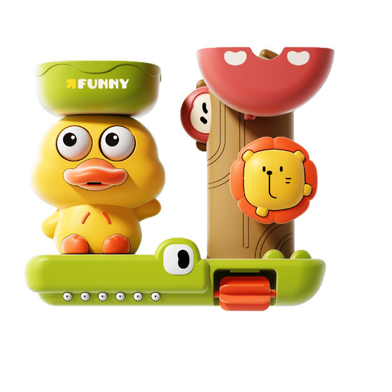 Cross-Border Children's Bathroom Water Play Cartoon Cute Duck Spinning Toy Water Duck Spray Set Bath Ornaments