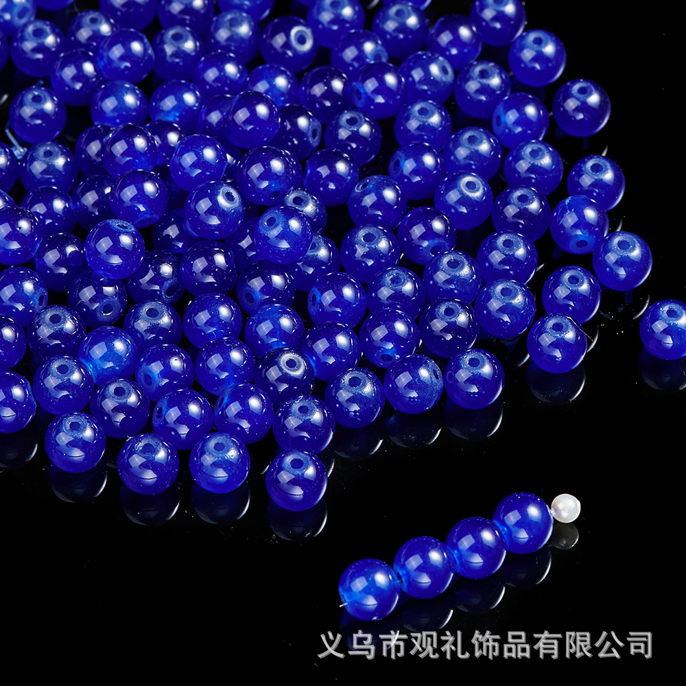 Primavera y verano imitación de cristal imitación de jade natural de 8mm de color sólido perlas de vidrio perlas diy accesorios de pulsera perlas sueltas
