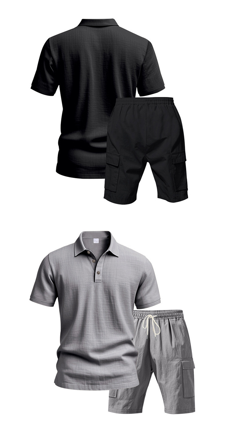 Men's Clothing Men's Summer Short Sleeved Casual Suit Style Outdoor Simple Linen Breathable Loose Fit Work Shorts_viptrois.com