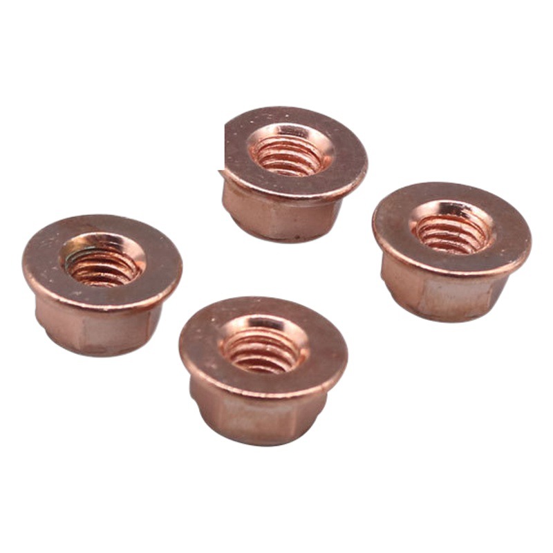 Adecuado para BMW Serie 3 E30 tubo de escape del coche tuerca hexagonal M8 acero al carbono cobre plateado brida tuerca anti-suelta J339