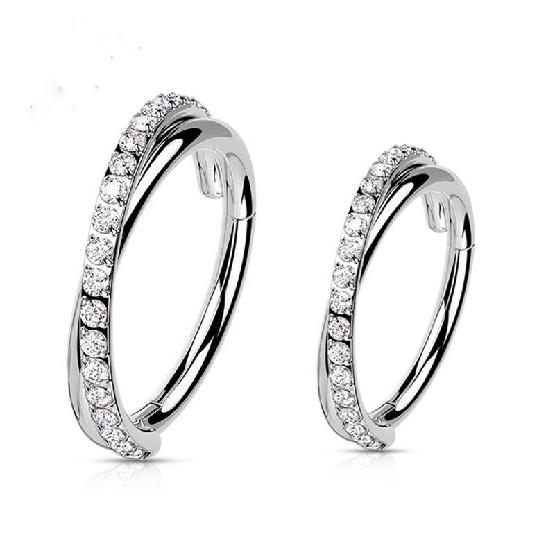 Cnc Factory Stainless Steel High-End Piercing Jewelry G23 Titanium Zircon Nose Ring Closed Ring Seamless Nose Ring Body Piercing Cnc Factory Stainless Steel High-End Piercing Jewelry G23 Titanium Zircon Nose Ring Closed Ring Seamless Nose Ring Body Piercing