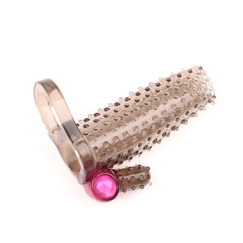 Vibrating Wolf Tooth Condom Sleeve, Spiked Textured TPE Ring, Transparent Non-Vibrating Variant — detail image 5