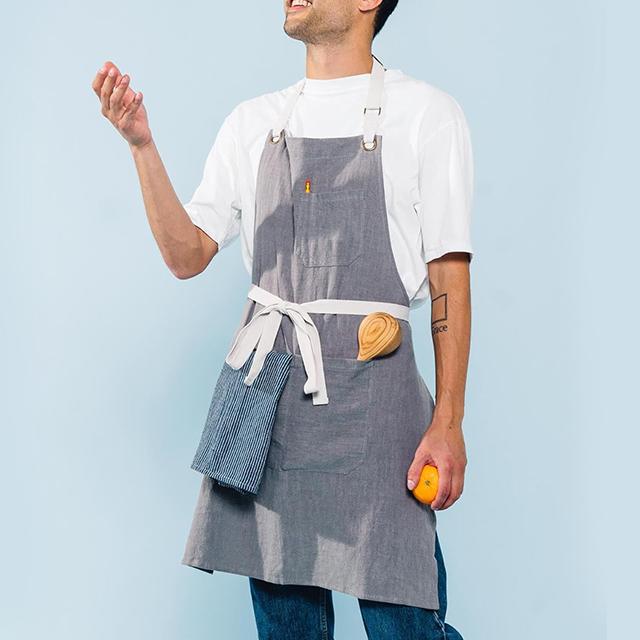 Amazon Algodón, lino, ramio, arte, abanico delantal, cocina casera coreana, comedor, té con leche, tienda, ropa de trabajo, delantal